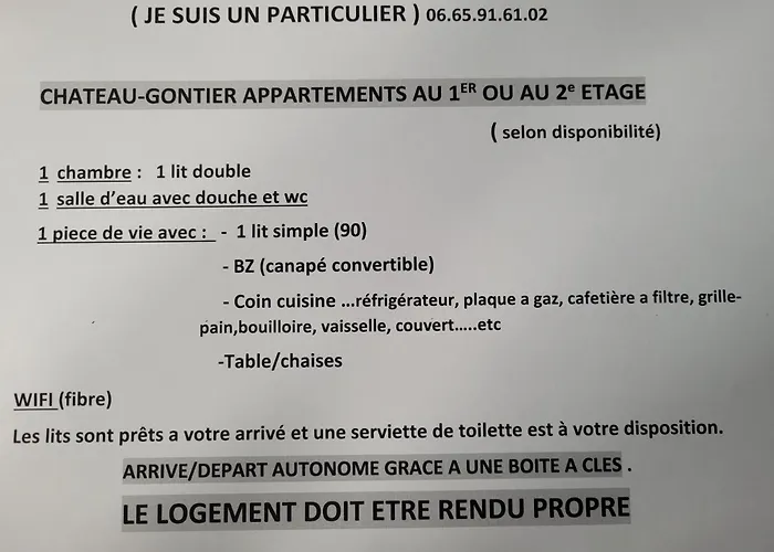 Entier 1 Ch à Ch-gontier 1er Ou 2eme étage * Château-Gontier